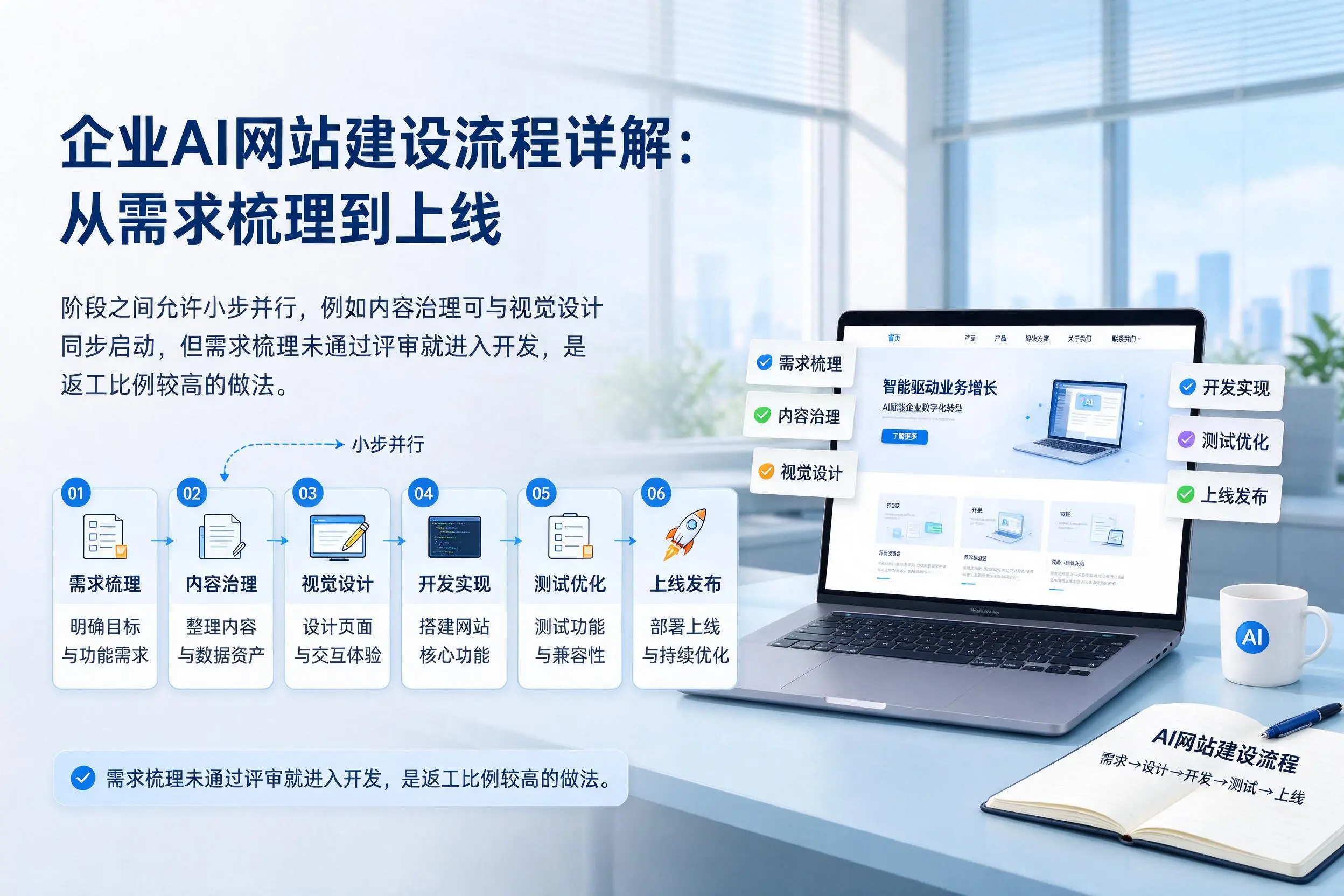 酒泉企业AI网站建设流程详解:从需求梳理到上线