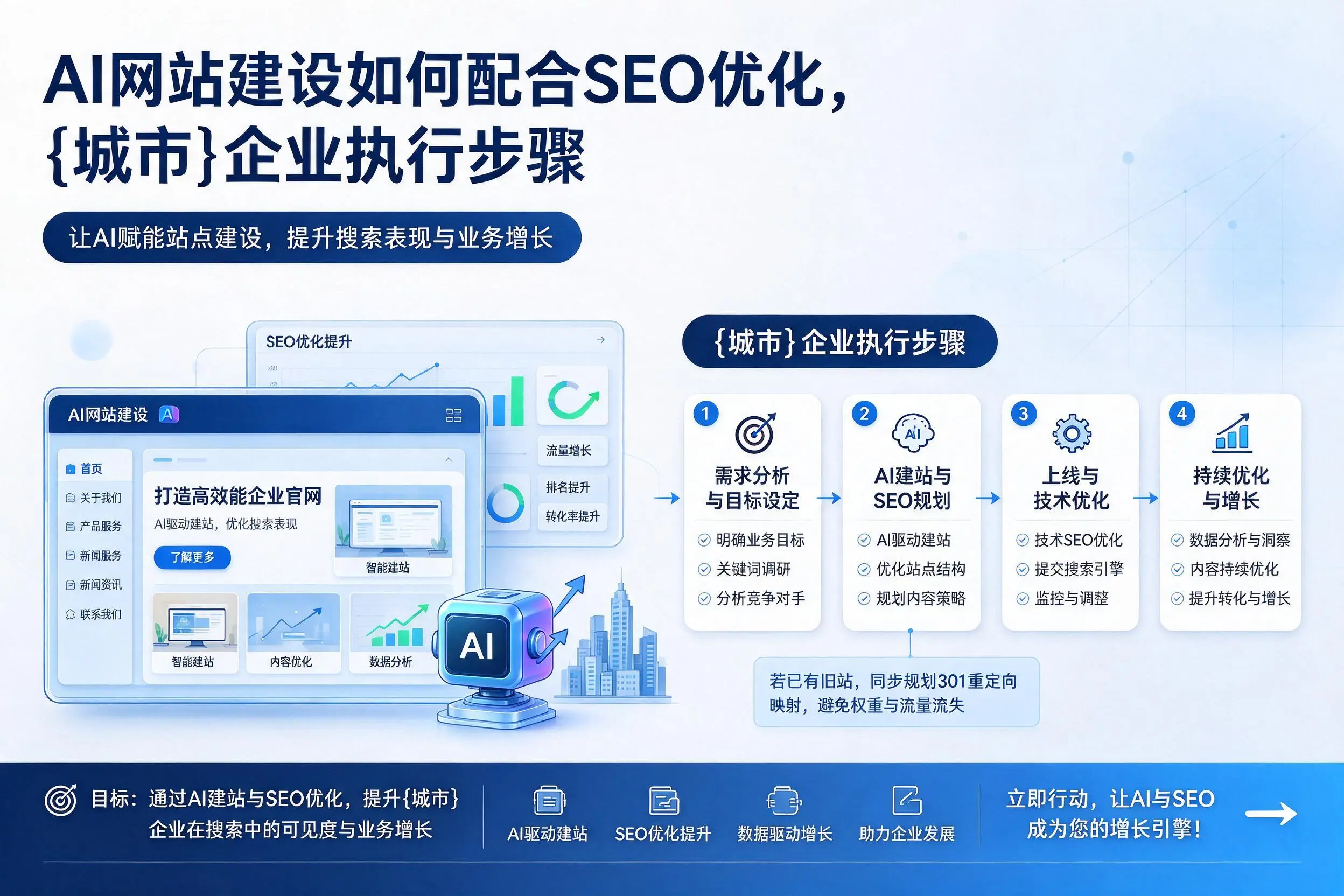 AI网站建设如何配合SEO优化,酒泉企业执行步骤