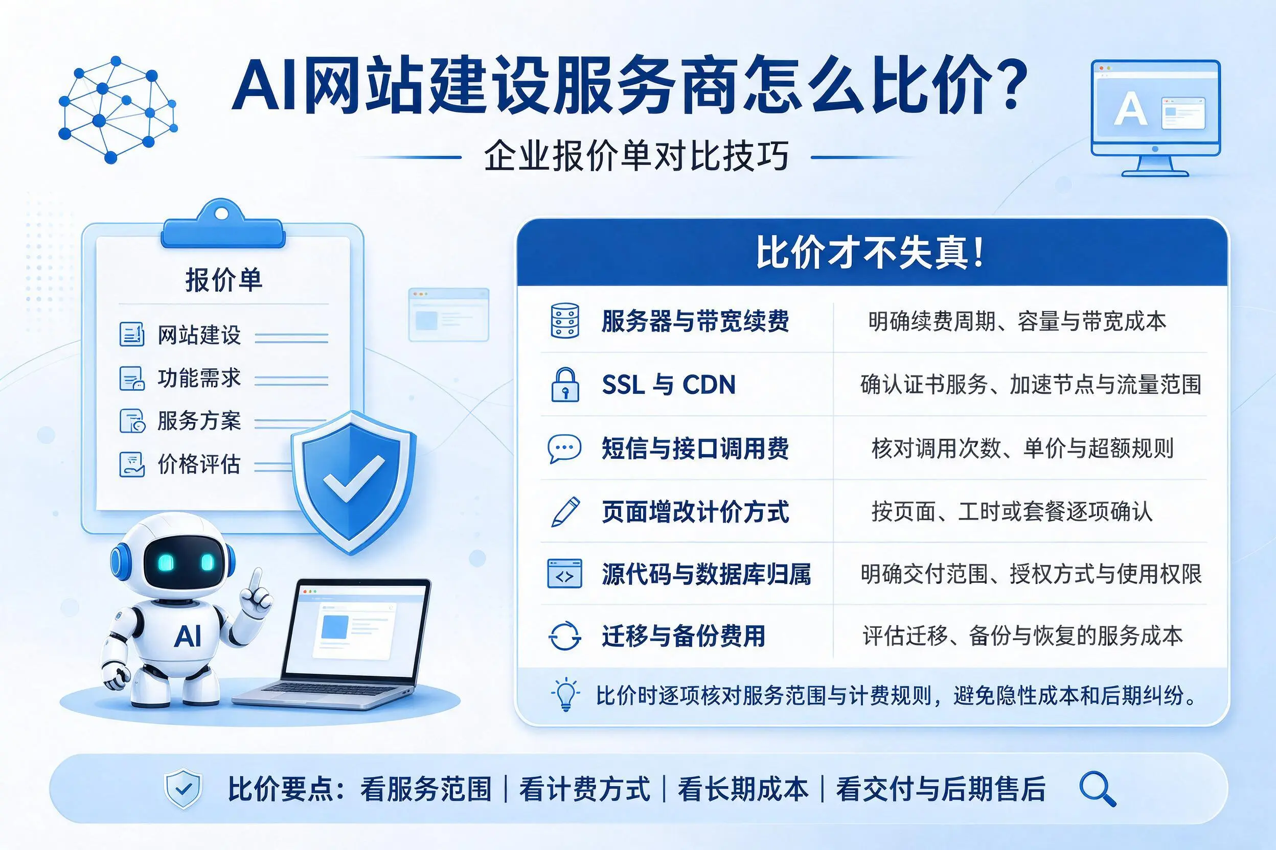 AI网站建设服务商怎么比价？酒泉企业报价单对比技巧